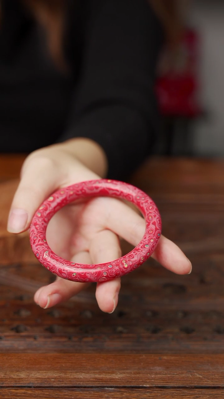 大漆变涂手镯（樱花粉56）