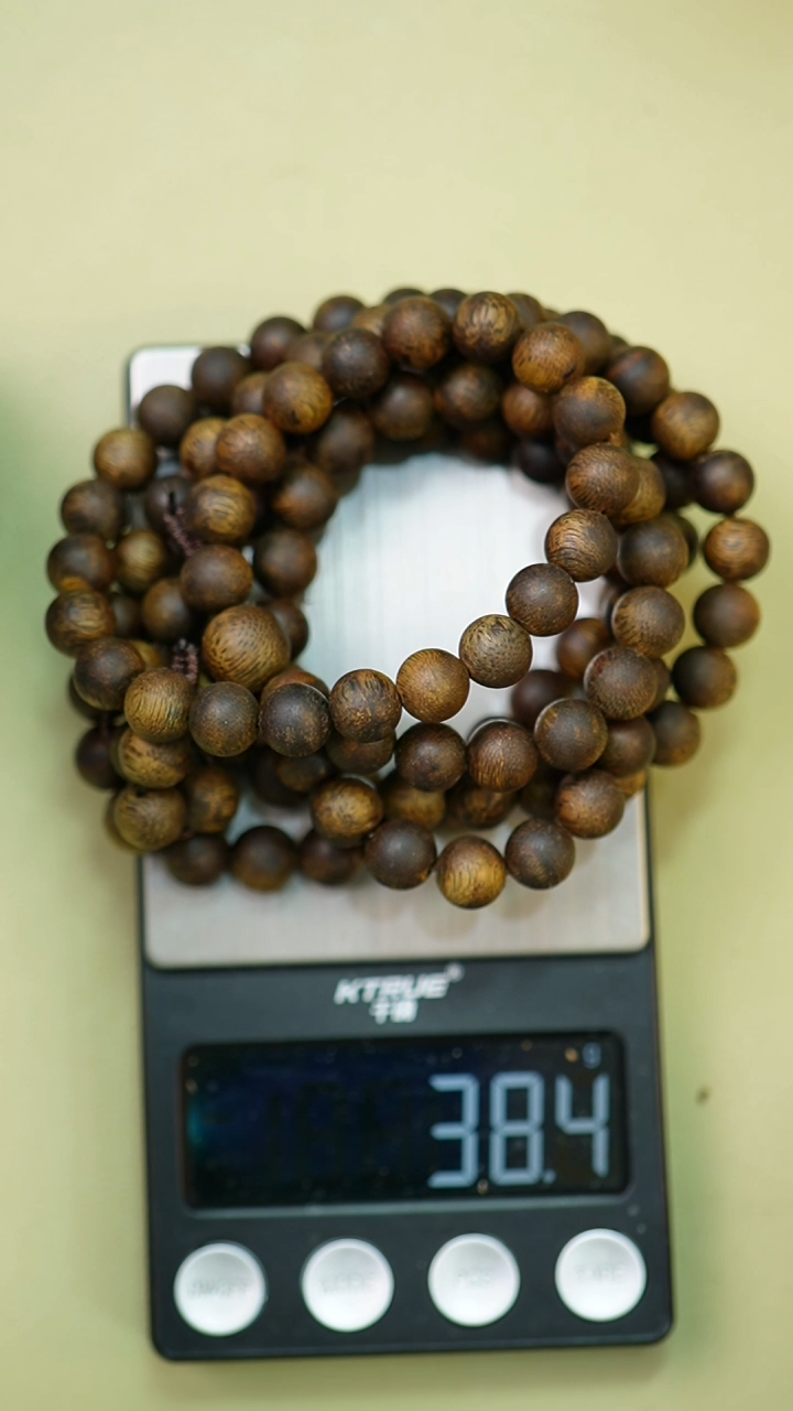 【闪购商品】沉香木手串9mm圆珠多圈绿奇楠32g