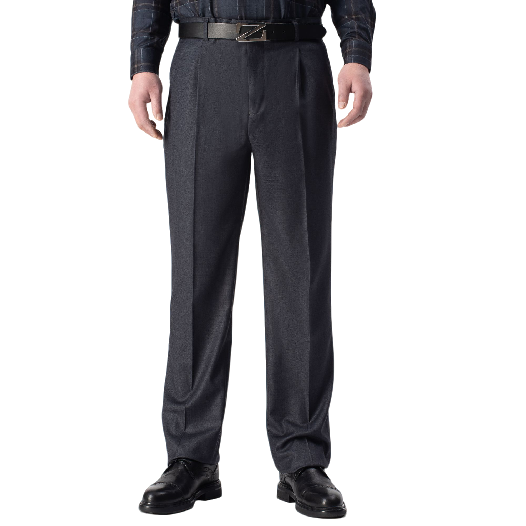 单褶夏季薄款商务西裤免烫抗皱高腰深档直筒商务男裤加肥爸爸裤