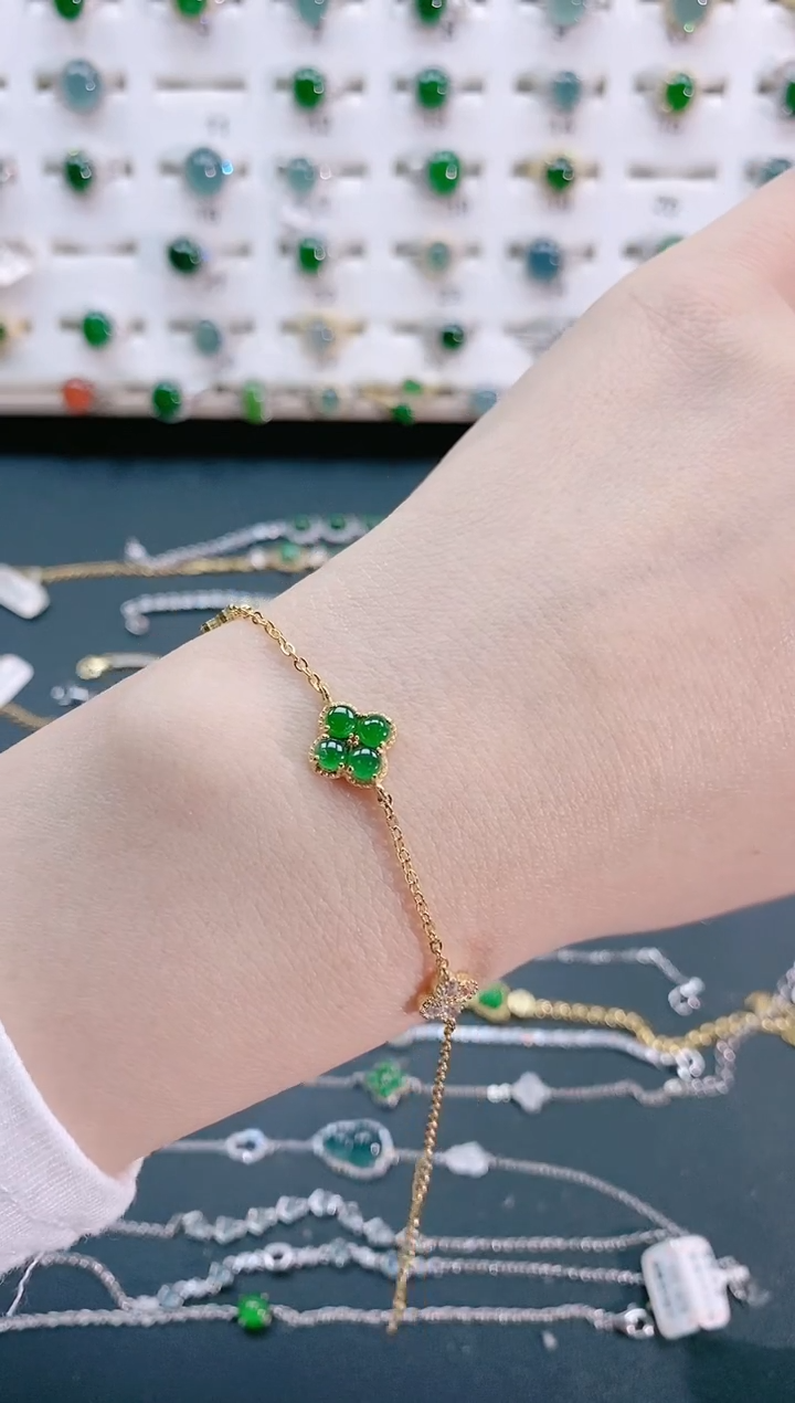 【闪购商品】翡翠手链银S925镶嵌天然翡翠