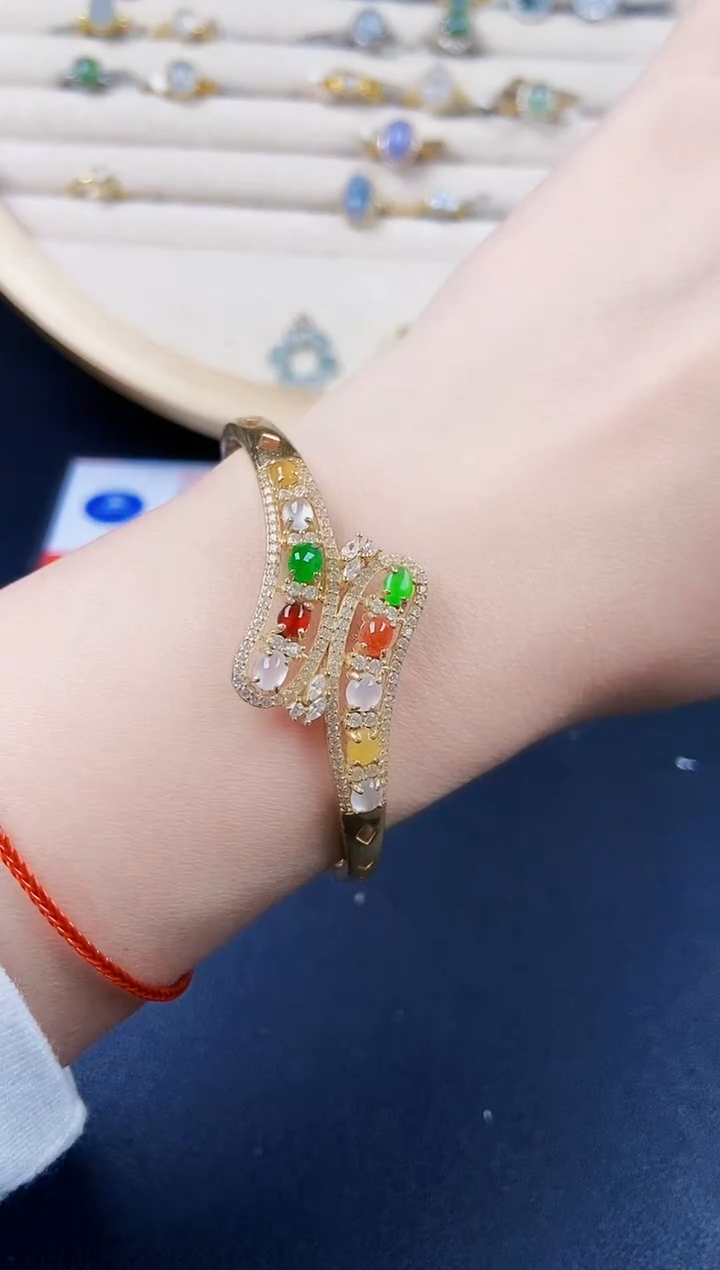 【闪购商品】翡翠银S925镶嵌手镯65465464