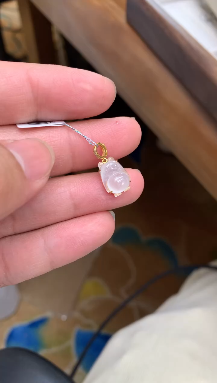 【闪购商品】翡翠颈饰18K金镶嵌花件吊坠