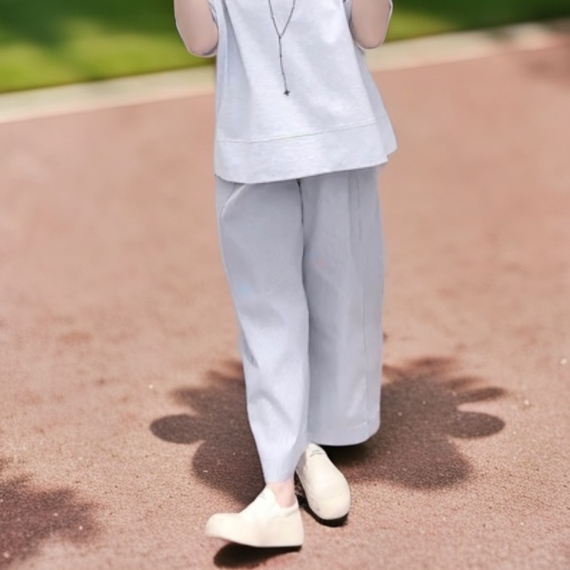 新思维原创浅蓝条纹直筒裤日本高密度提花立体纹路面部色织抗皱