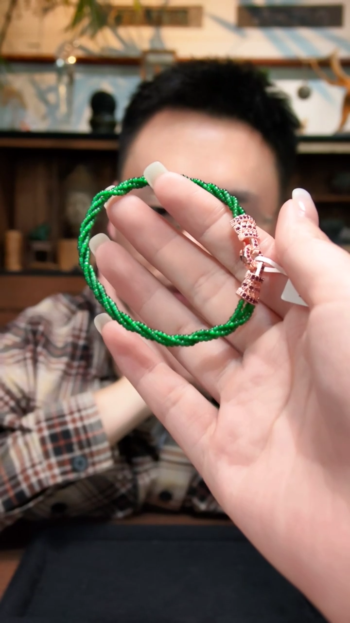 未镶嵌手链翡翠翡翠麻花手链YD