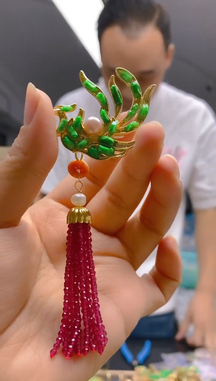 【闪购商品】翡翠耳饰合金0180翡翠胸针