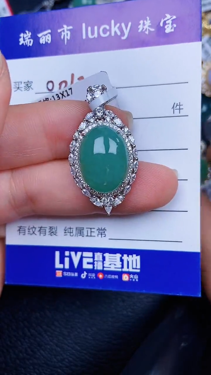 颈饰银S925镶嵌翡翠0016