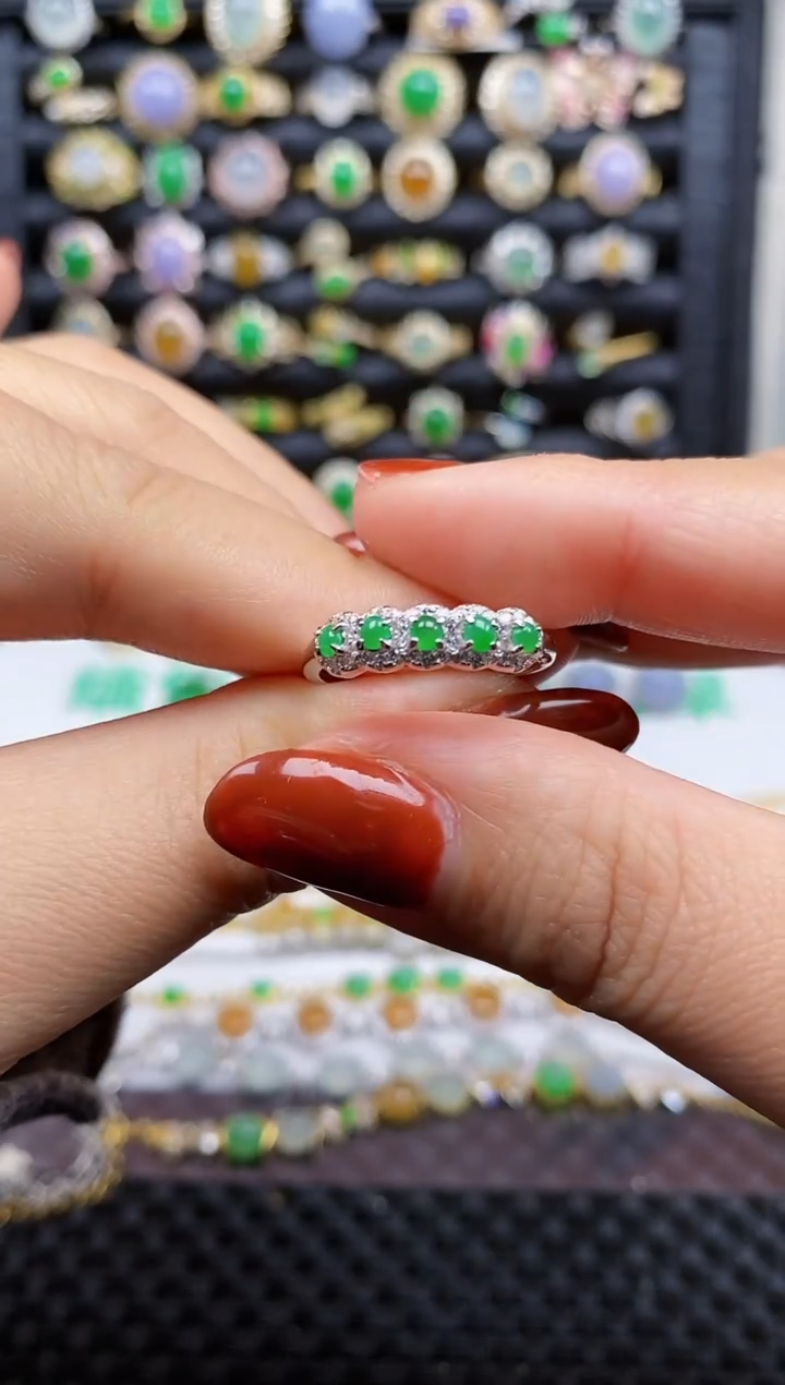 银S925镶嵌戒指翡翠343