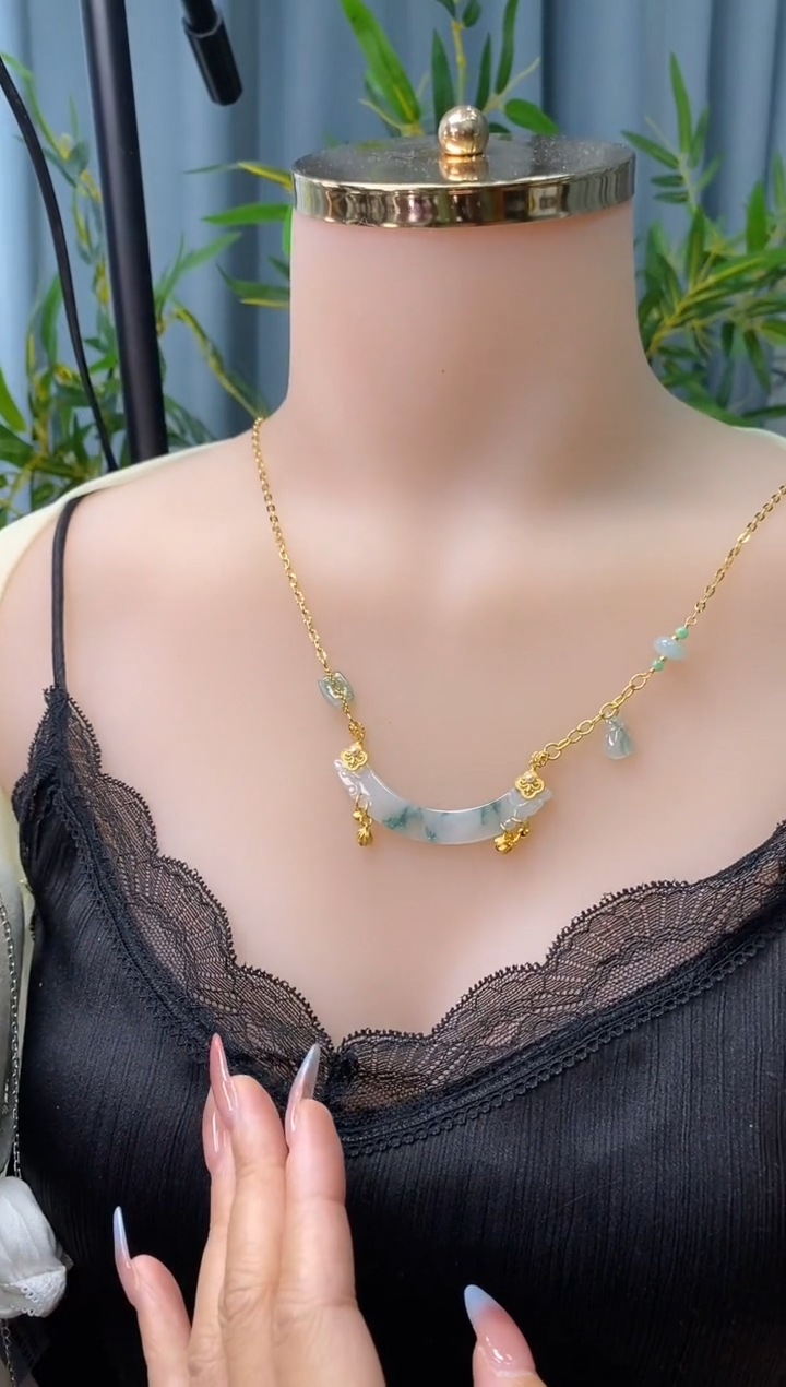 翡翠银S925镶嵌颈饰净货12932