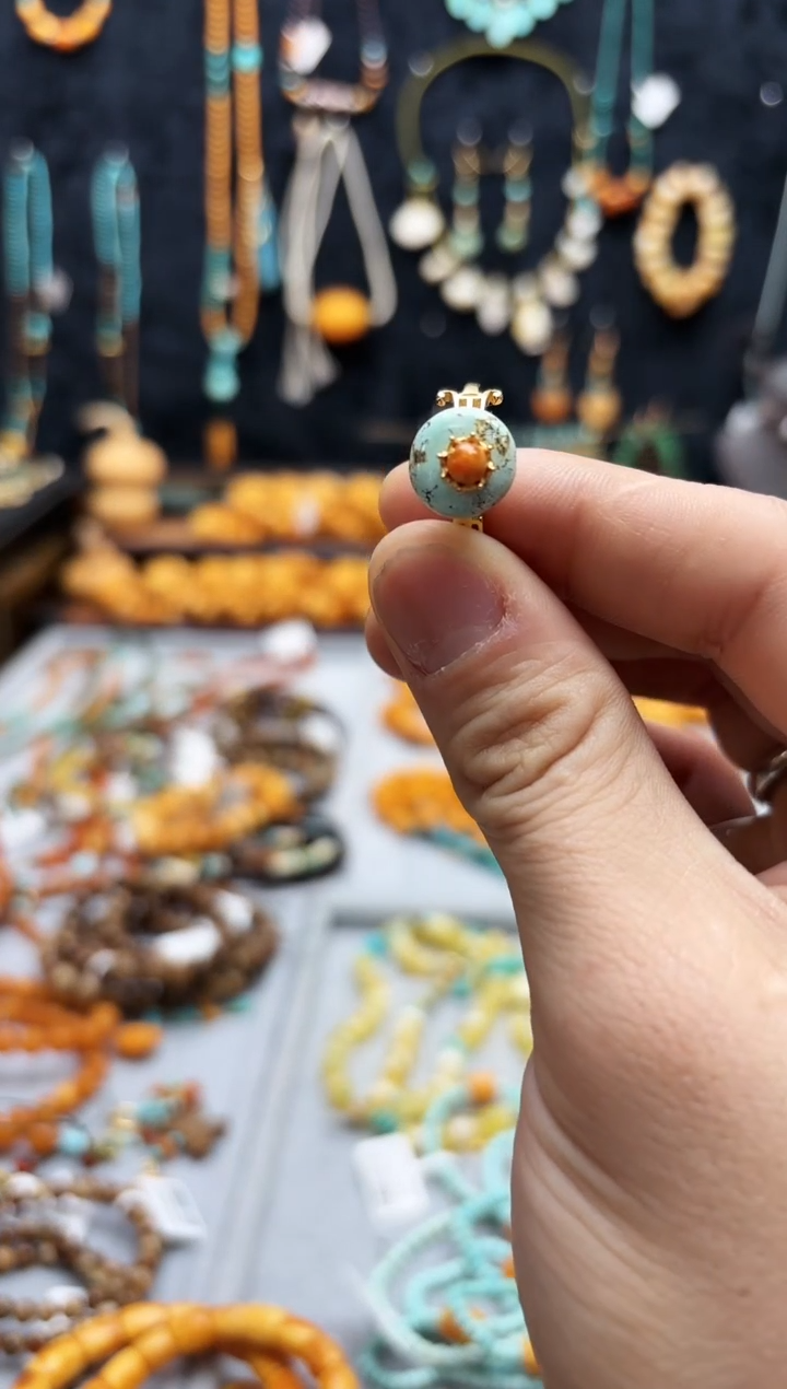 【闪购商品】琥珀戒指银S925镶嵌戒指