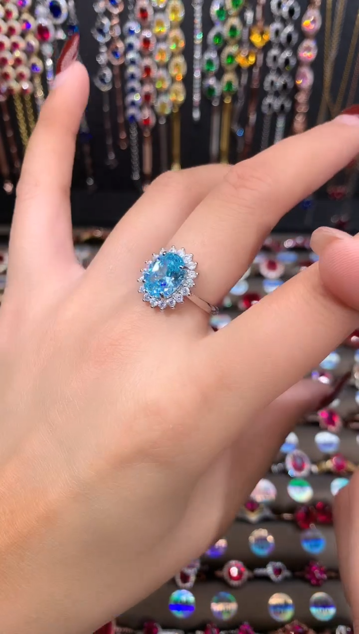 【闪购商品】海蓝宝石戒圈银S925镶嵌80