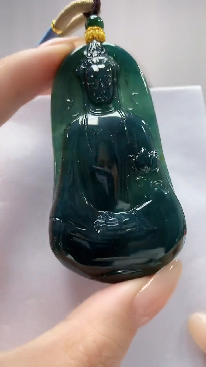 【闪购商品】定制翡翠未镶嵌5060DD-毛货挂件观音29
