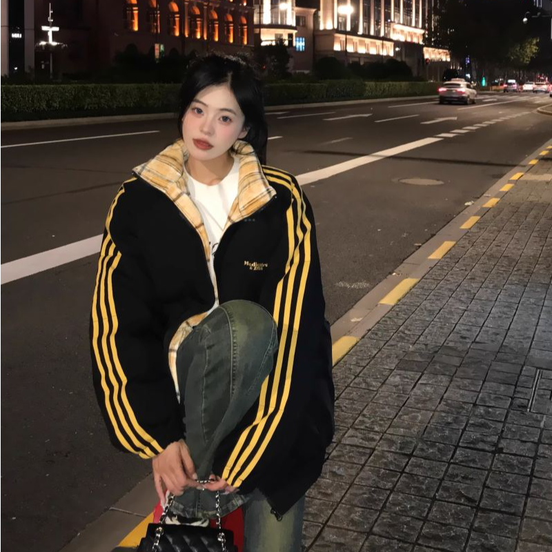 冬季新款美式防水面包服男国潮字母棉袄宽松加厚棉衣羽绒棉服外套