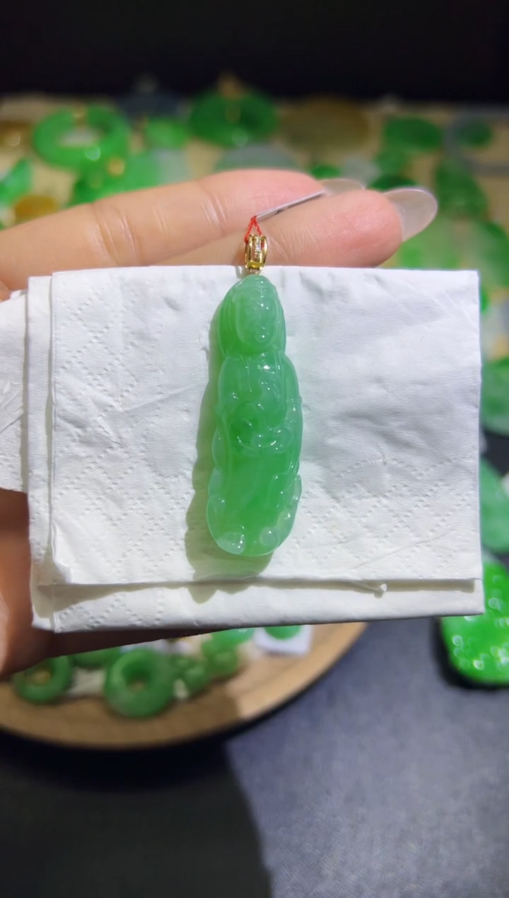 【闪购商品】翡翠颈饰18K金镶嵌Q缅料A货翡翠/支持复检/一件