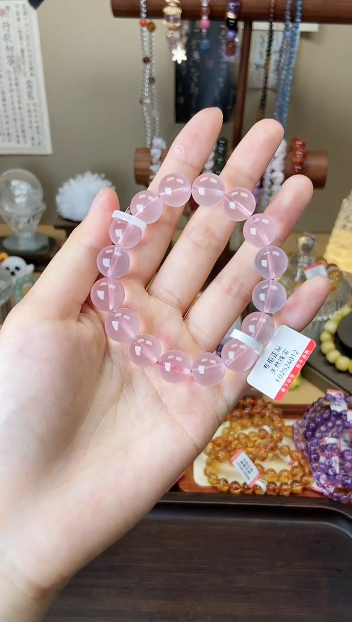 【闪购商品】水晶手链未镶嵌莫桑比克粉水晶12mm