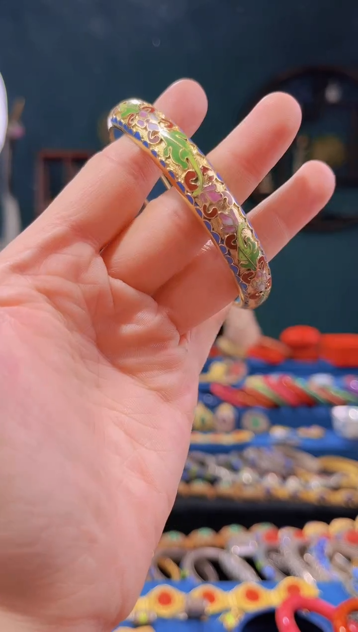 【闪购商品】 非遗绝技 景泰蓝金地手镯 红 64圈