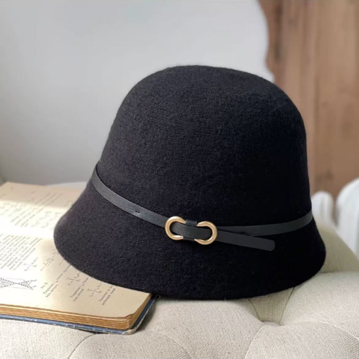 羊毛帽子女秋冬新款针织渔夫帽日系显脸小水桶帽时尚洋气保暖盆帽