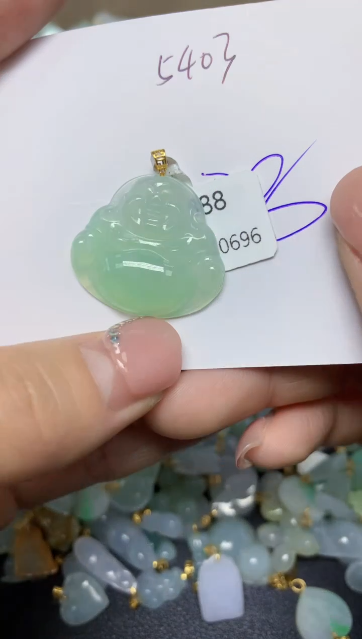 【闪购商品】翡翠挂件18K金镶嵌 天然翡翠A货