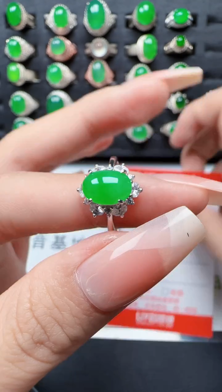 【闪购商品】翡翠戒指银S925镶嵌3228