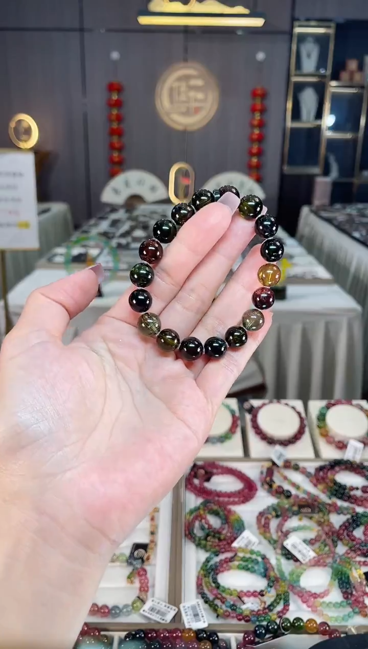 未镶嵌冰透体老矿碧玺黑糖单圈手串10mm+碧玺hon多样性发一条