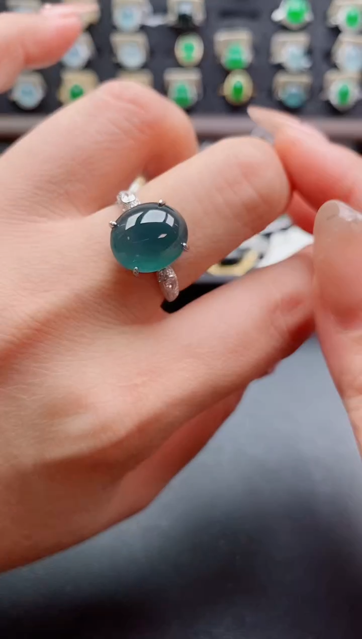 银S925镶嵌戒指翡翠1