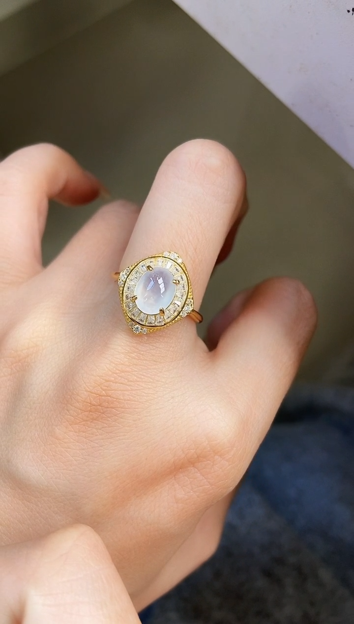 银S925镶嵌戒指翡翠依*12