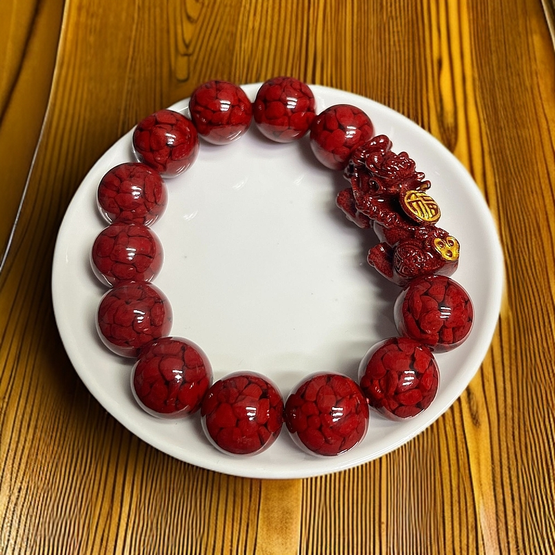 16mm晶体朱砂光圈手链晶体手串（送一颗备用珠）