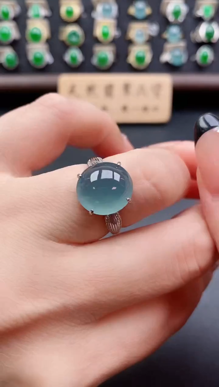 银S925镶嵌戒指翡翠1