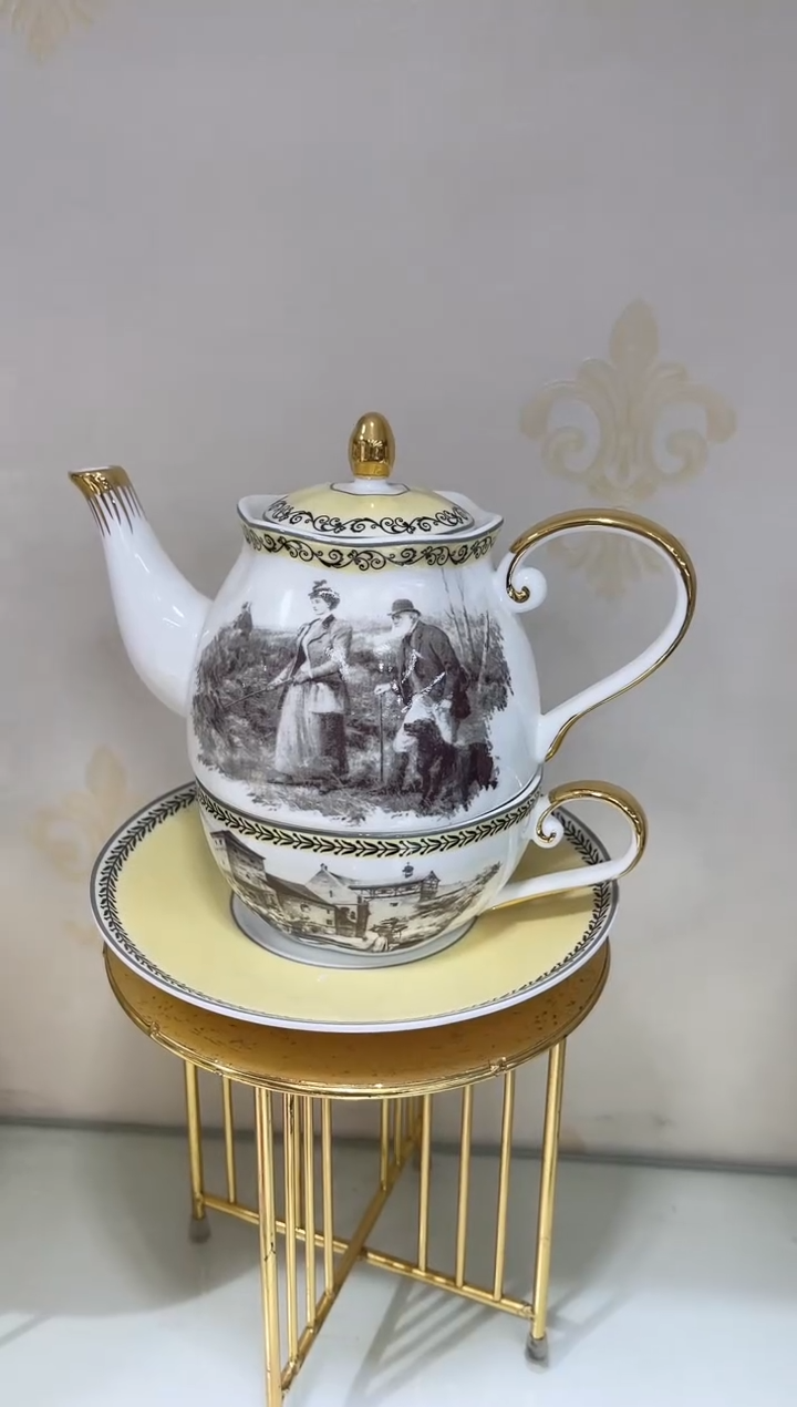 36%以上骨粉骨瓷子母壶一壶两杯碟