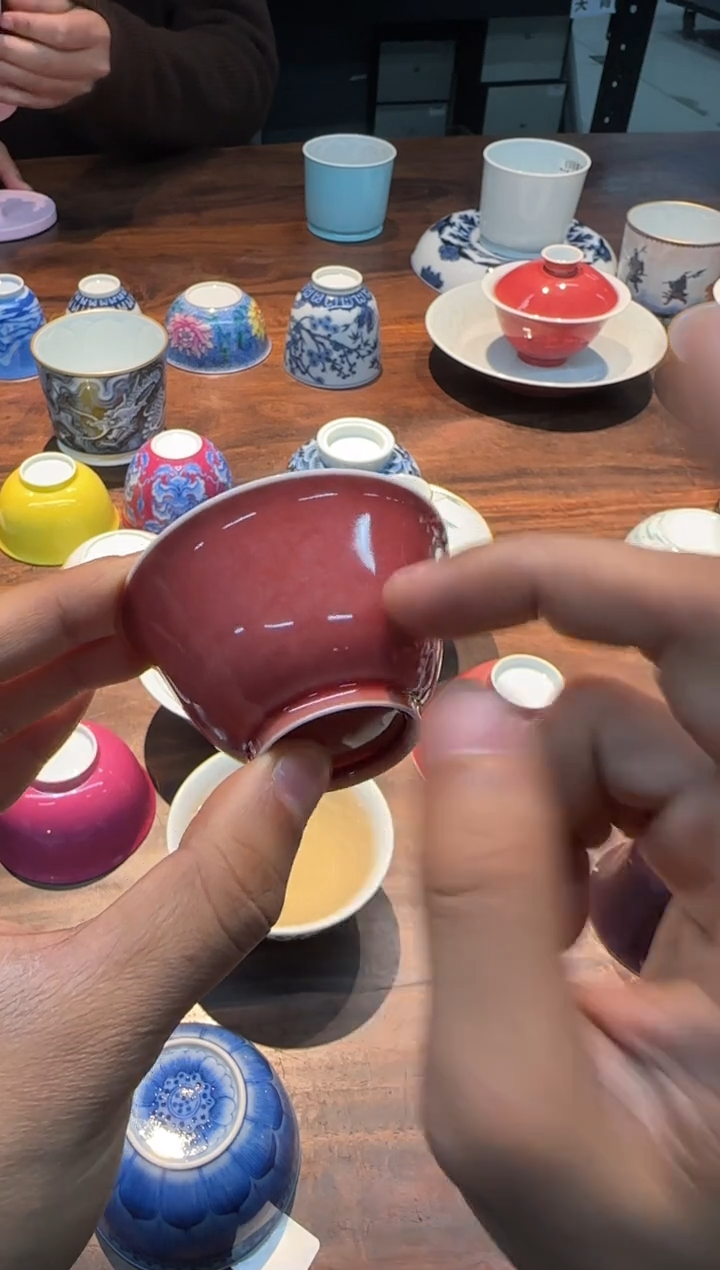【闪购商品】清本源 内模印瑶鱼·颜色釉樱桃红·撇口杯