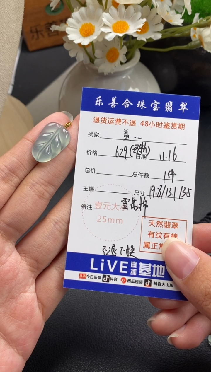 颈饰18K金镶嵌翡翠?****✨冰种叶子