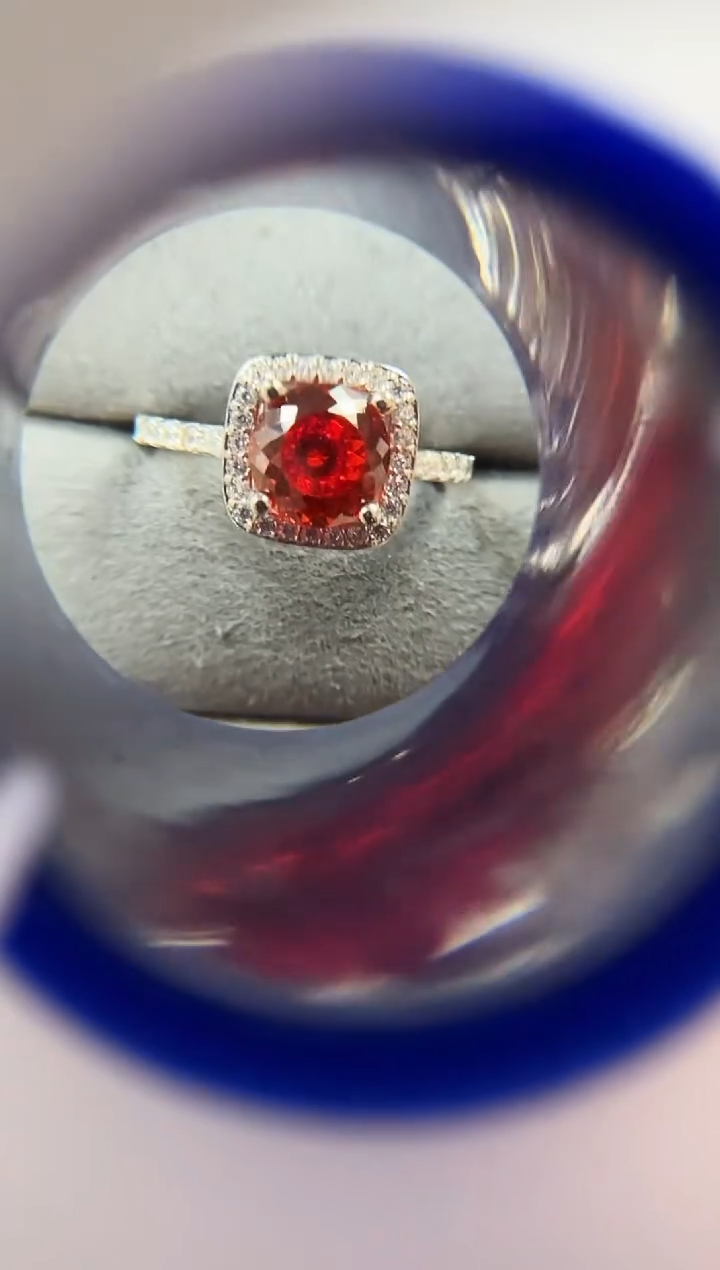 主播定制链接 红色方包戒指2ct 定制圈口