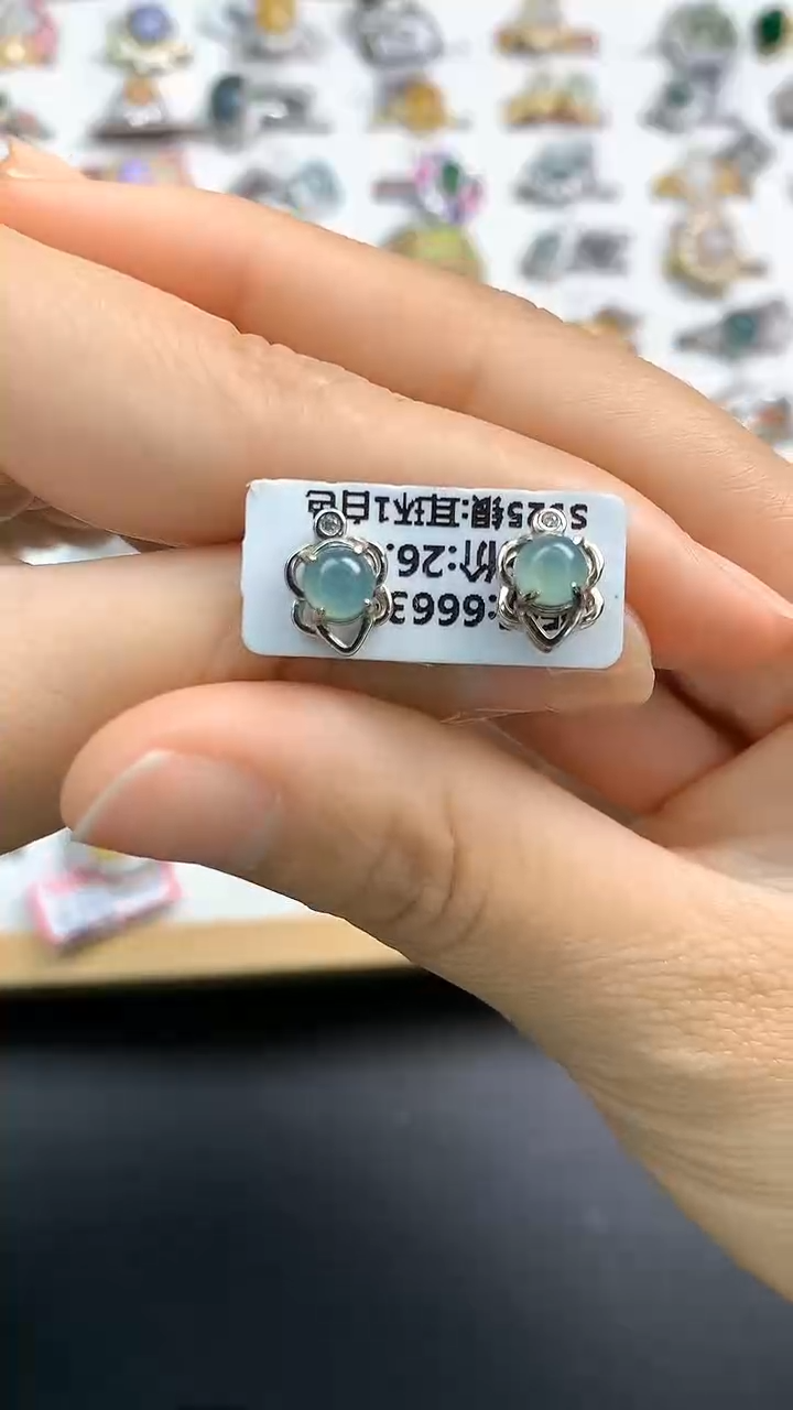 【闪购商品】翡翠颈饰银S925镶嵌翡翠 耳饰 银S925镶嵌