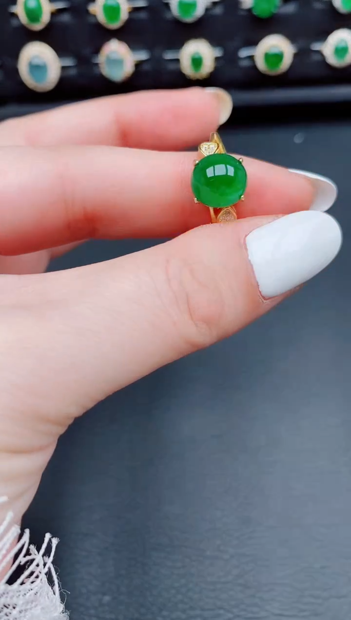 【闪购商品】翡翠戒指银S925镶嵌天然a货翡翠94