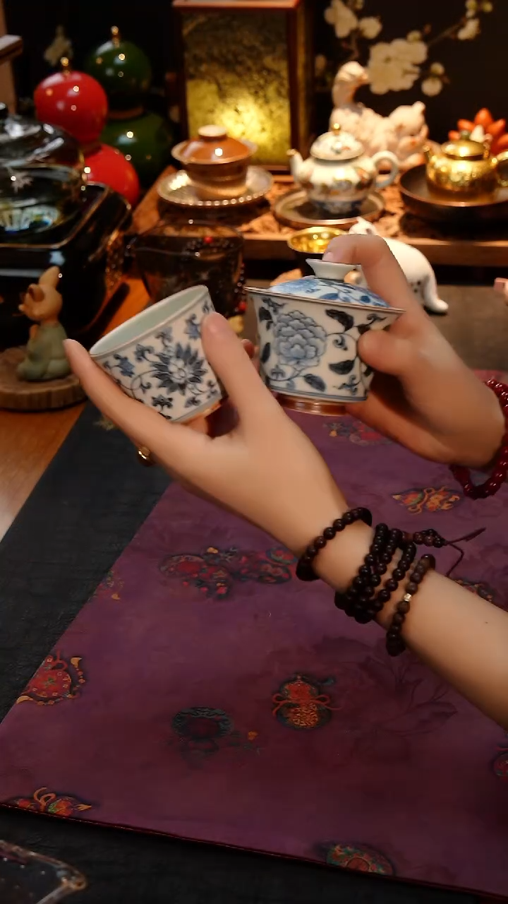 H****汐青花盖碗+主人杯