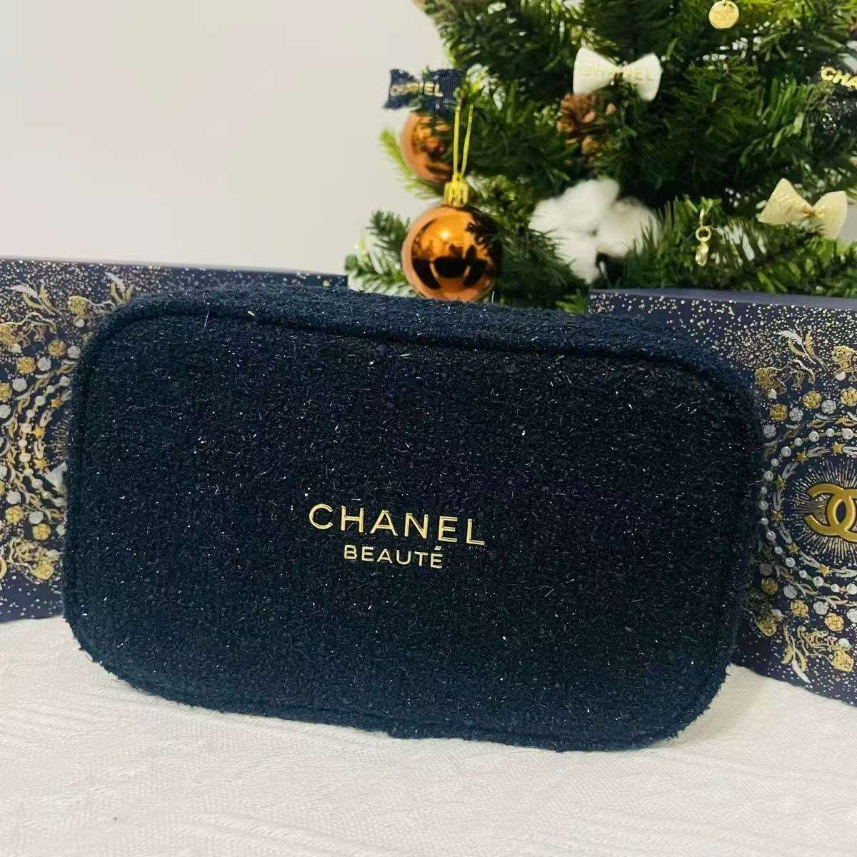 【A736】香奈儿2025新款圣诞限定蓝金藏蓝色化妆包礼盒收纳