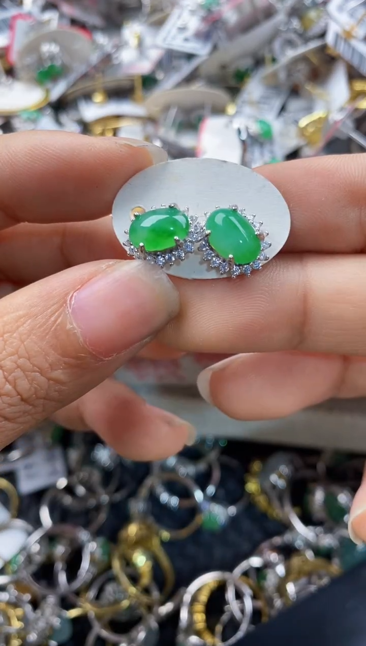 银S925镶嵌戒指翡翠1010----2