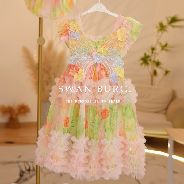 【Y.d5080】2025新款女童气质超仙女童连衣裙女孩洋气蝴蝶蓬蓬裙