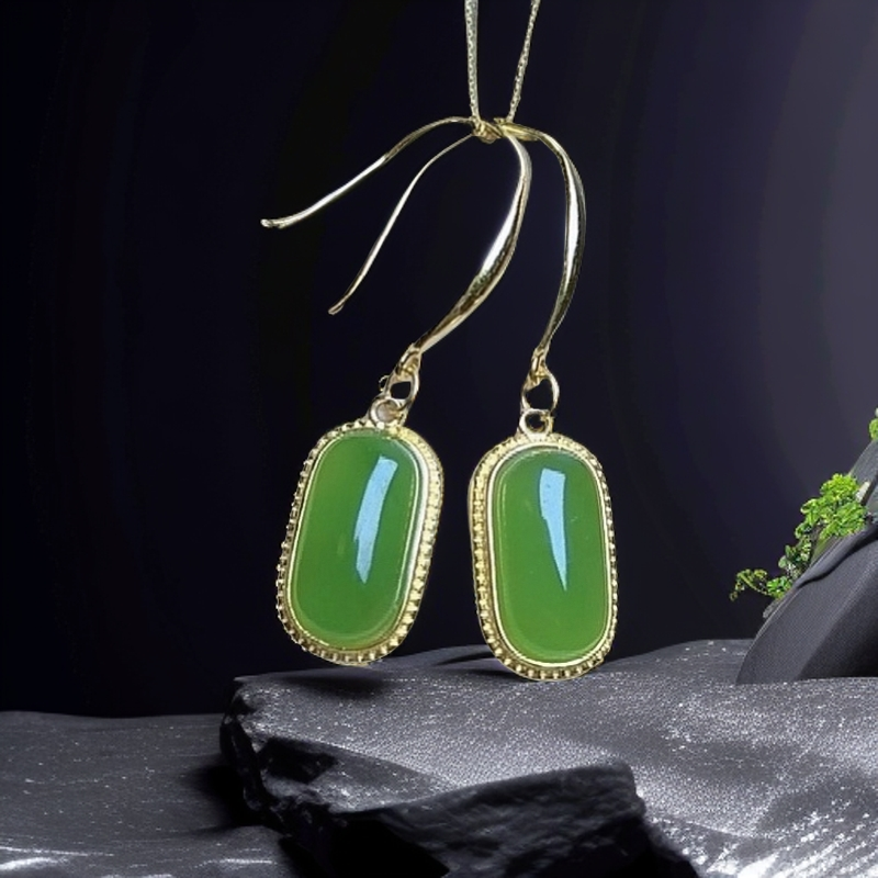 和田白玉 碧玉 时尚百搭耳坠（多样性拍一发一对）