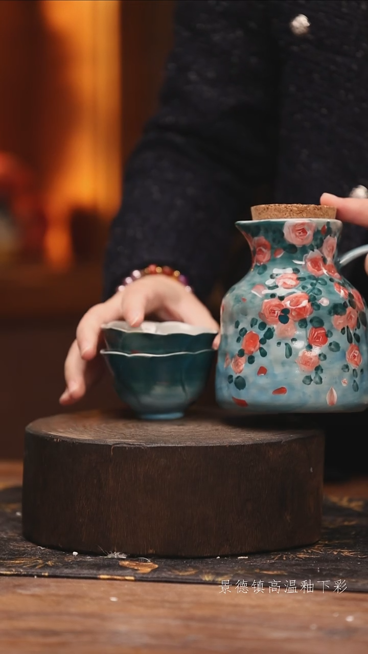 陶瓷景德镇高温釉下手绘陶瓷@L748@