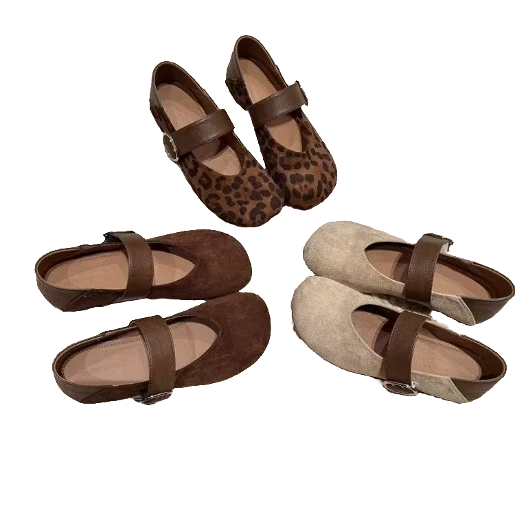 豹纹玛丽珍四季复古韩版内增高软底浅口单鞋舒适百搭加绒两穿