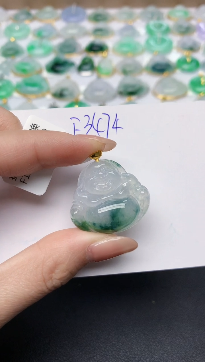 颈饰18K金镶嵌翡翠天然缅甸A货翡翠百元以上9元证书费自理