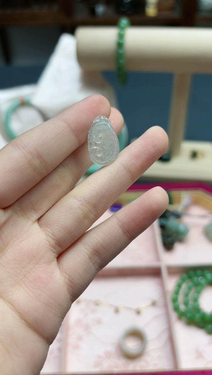 【闪购商品】翡翠挂件未镶嵌翡翠如意挂件*1 YN编手机挂绳