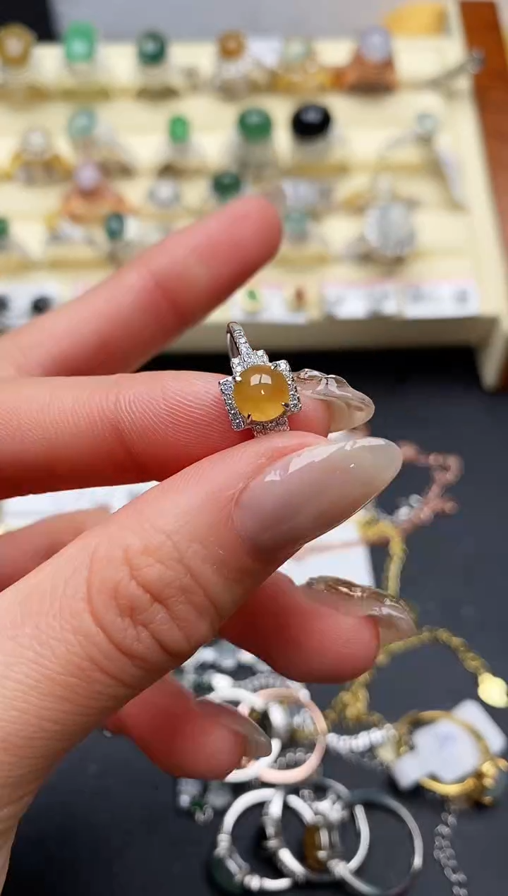 【闪购商品】翡翠戒指银S925镶嵌缅甸翡翠3   1+