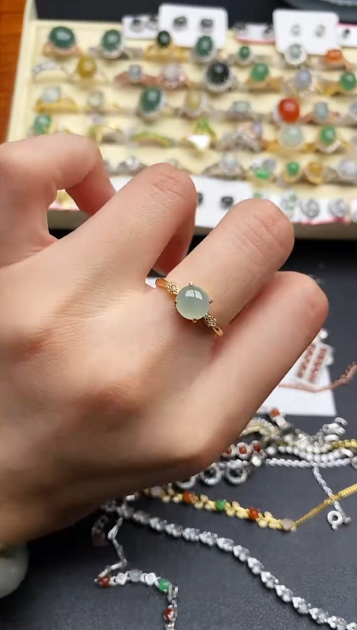 【闪购商品】翡翠戒指银S925镶嵌111111111+6