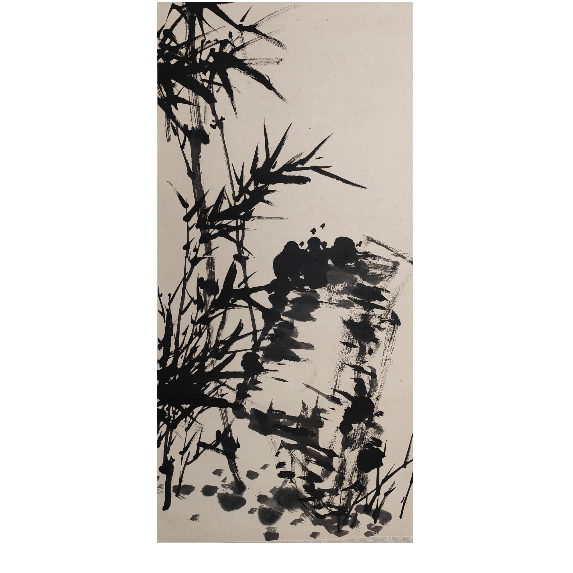 LOT.2079 《竹石》100*52cm 纸本设色立轴