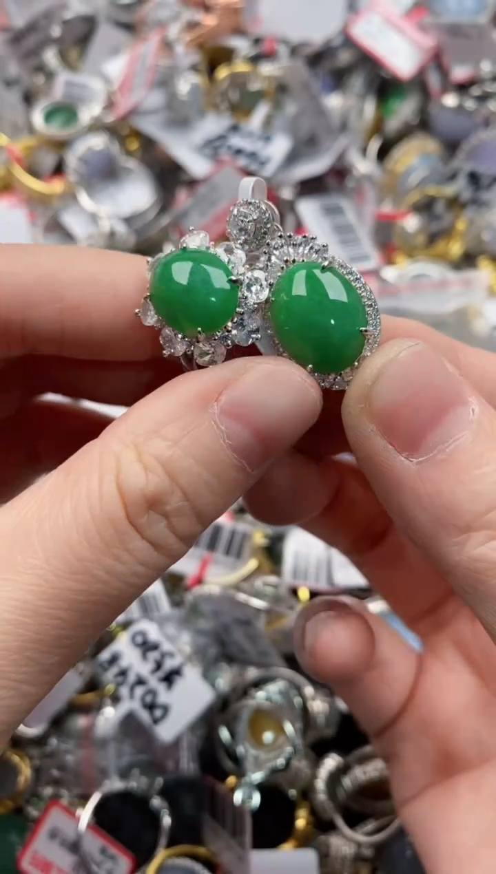 银S925镶嵌戒指翡翠4444----5