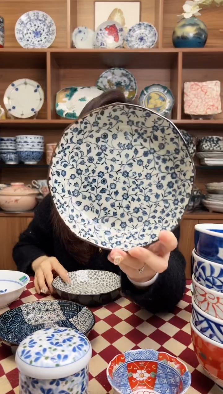 【闪购商品】瓷片古染和心16cm轮花深盘 小花