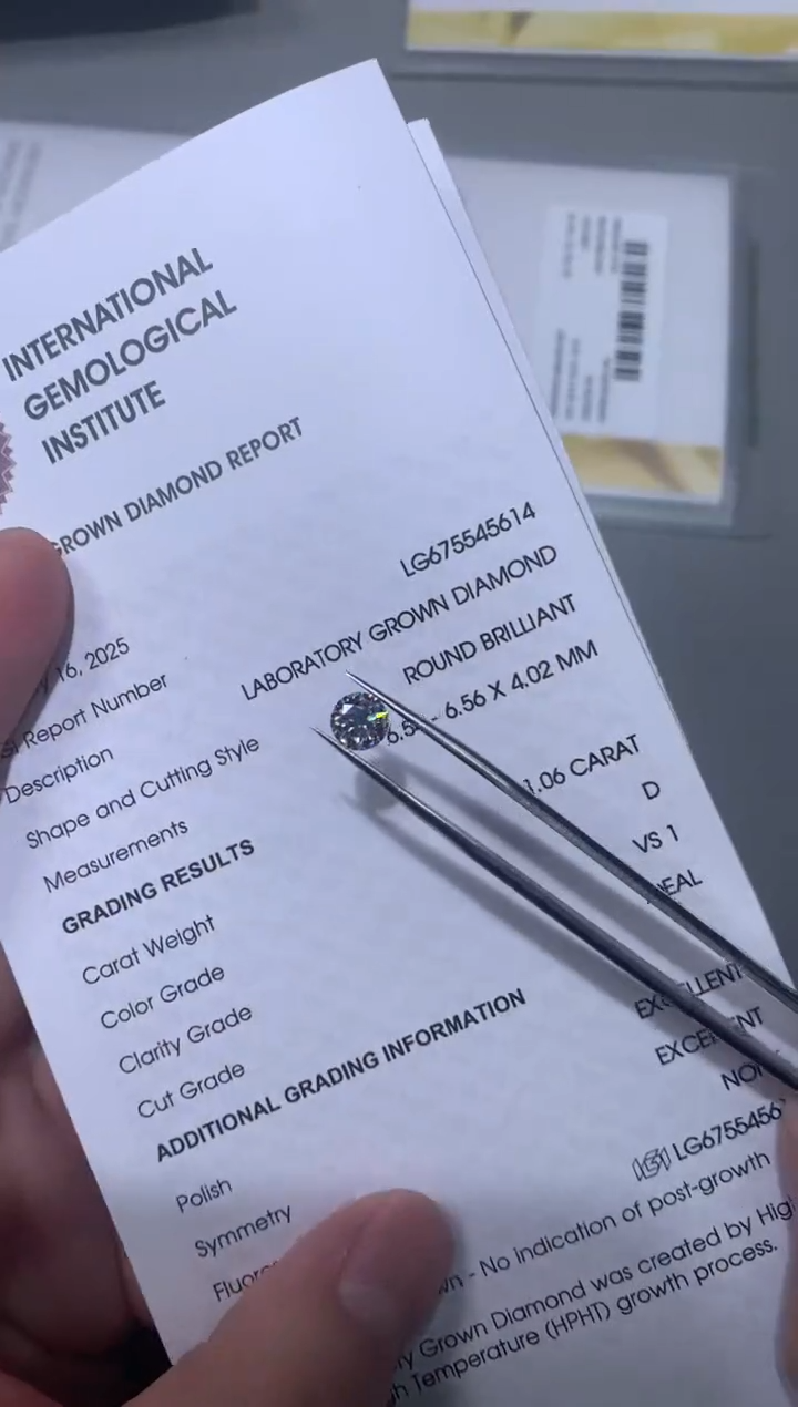 【闪购商品】实验室培育钻石裸石未镶嵌1.06D675545614