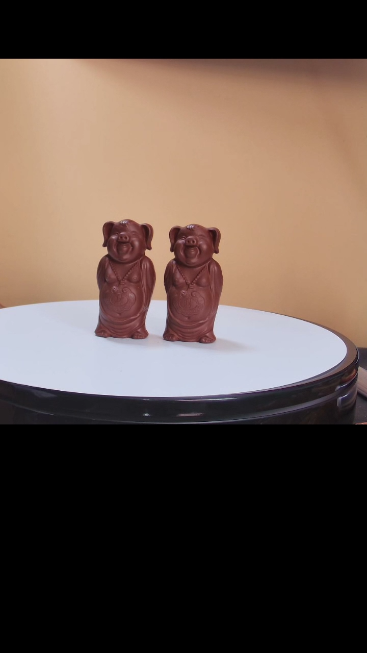 【闪购商品】紫砂材质发财猪摆件一对