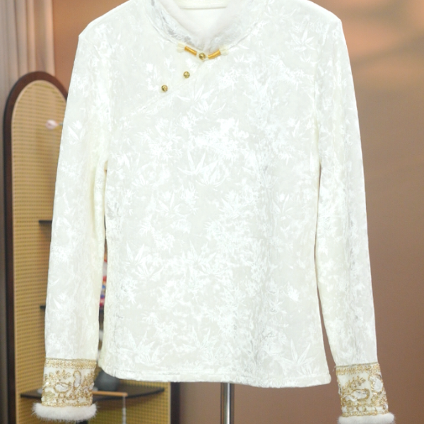 《落雪韩梅》2025新款加绒加厚新中式百搭长袖打底衫女时尚国风